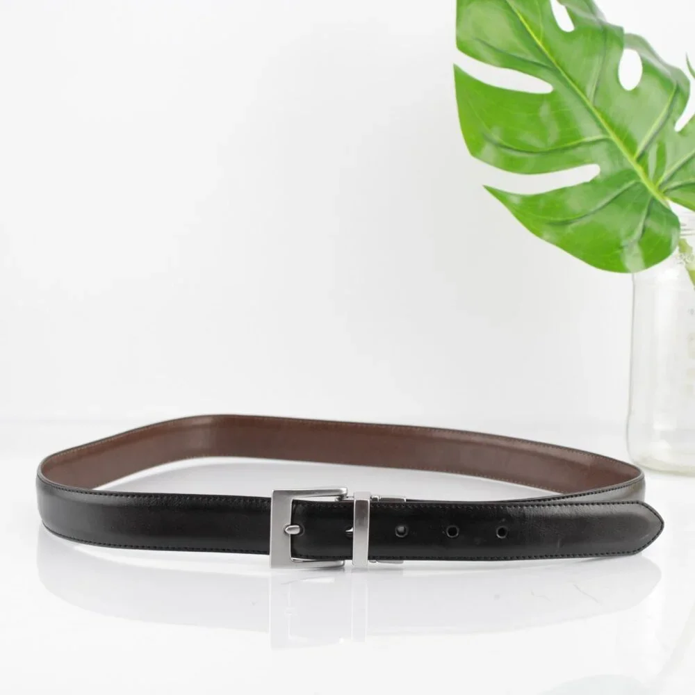 Chaps Mens Dress Belt Size 36 Reversible‎ Black Brown Business Casual 1 1/4 Inch